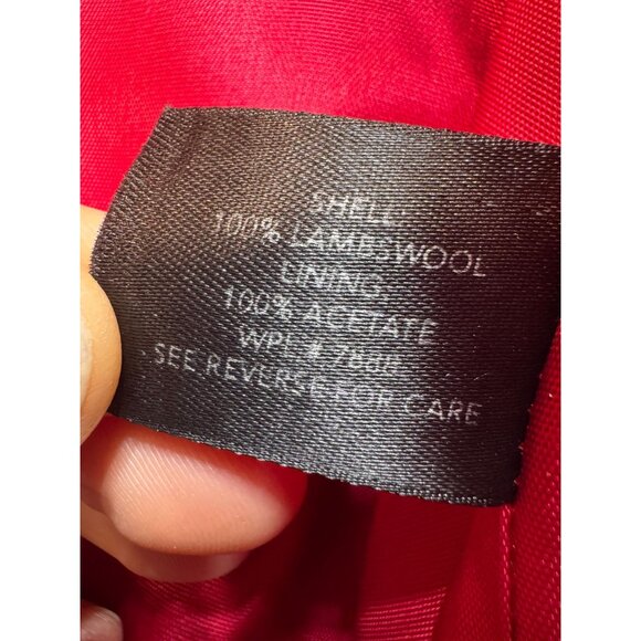 Anne Klein Lambswool Long Coat Womens 8 Red Button Front Winter Collared Casual - Picture 3 of 12